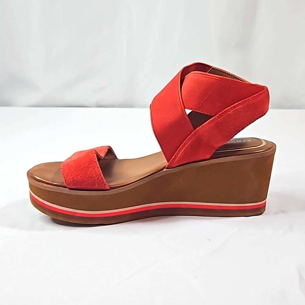 Kenneth Cole Red Ankle Strap Wedge Sandals Size 6.5